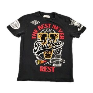 First Row The Best Never Rest Embroidered Graphics Tee Shirt Mens Size Small